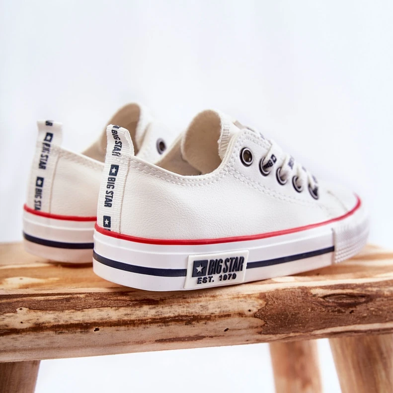 BIG STAR SHOES Baskets En Cuir Pour Enfants Big Star KK374038 Blanc Blanche – Image 4
