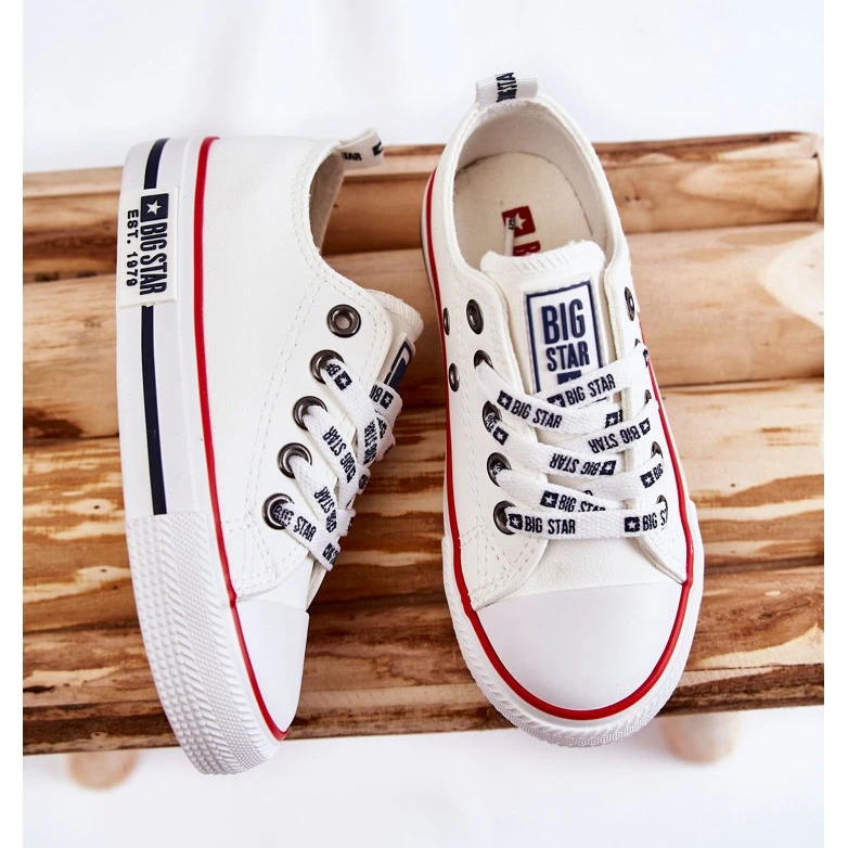 BIG STAR SHOES Baskets En Cuir Pour Enfants Big Star KK374038 Blanc Blanche – Image 5