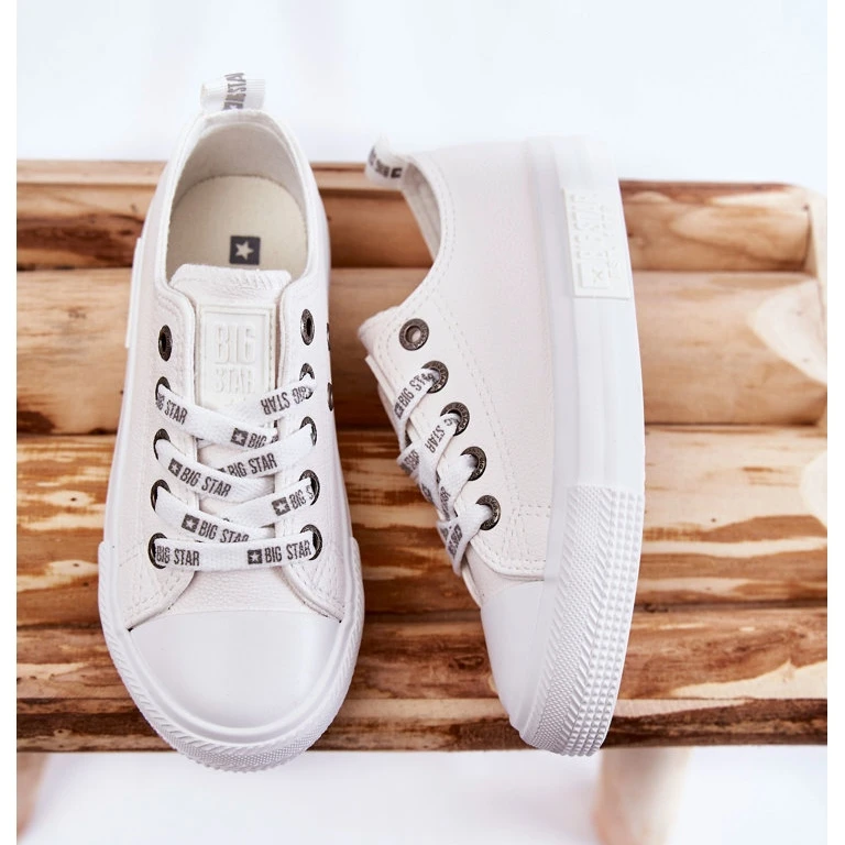 BIG STAR SHOES Baskets En Cuir Pour Enfants Big Star KK374056 Blanc Blanche – Image 5