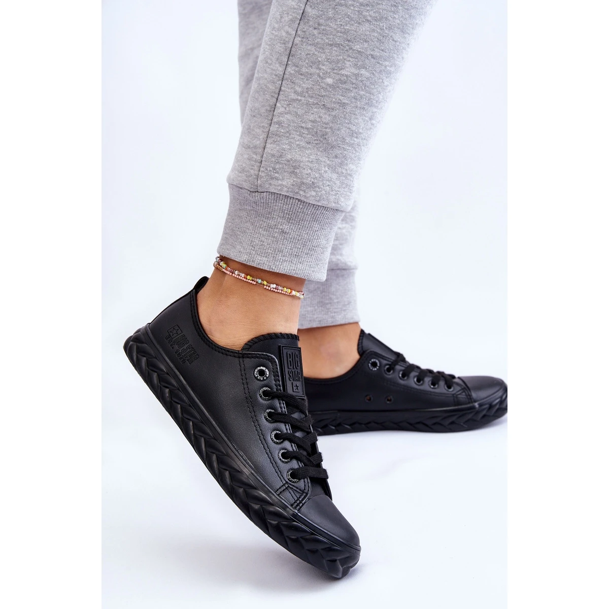 BIG STAR SHOES Baskets En Cuir Pour Femme Big Star LL274402 Noir Le Noir – Image 2