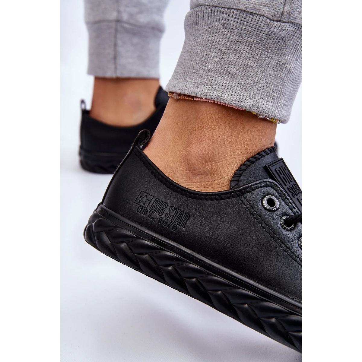 BIG STAR SHOES Baskets En Cuir Pour Femme Big Star LL274402 Noir Le Noir – Image 5