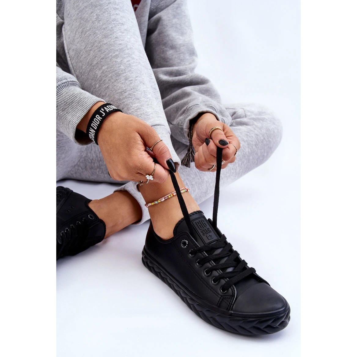 BIG STAR SHOES Baskets En Cuir Pour Femme Big Star LL274402 Noir Le Noir – Image 6