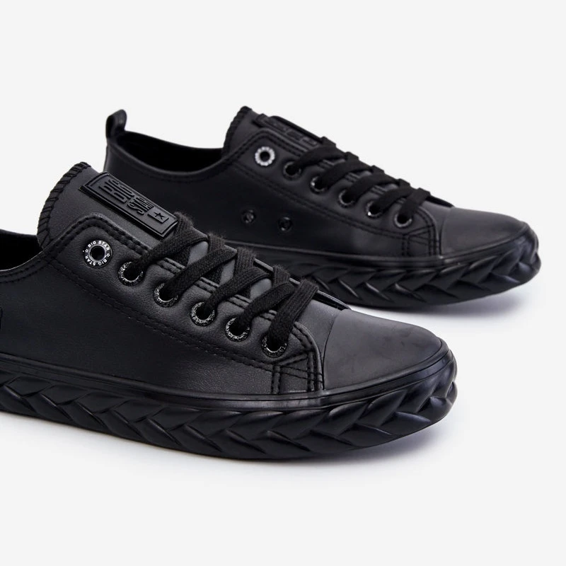 BIG STAR SHOES Baskets En Cuir Pour Femme Big Star LL274402 Noir Le Noir – Image 8