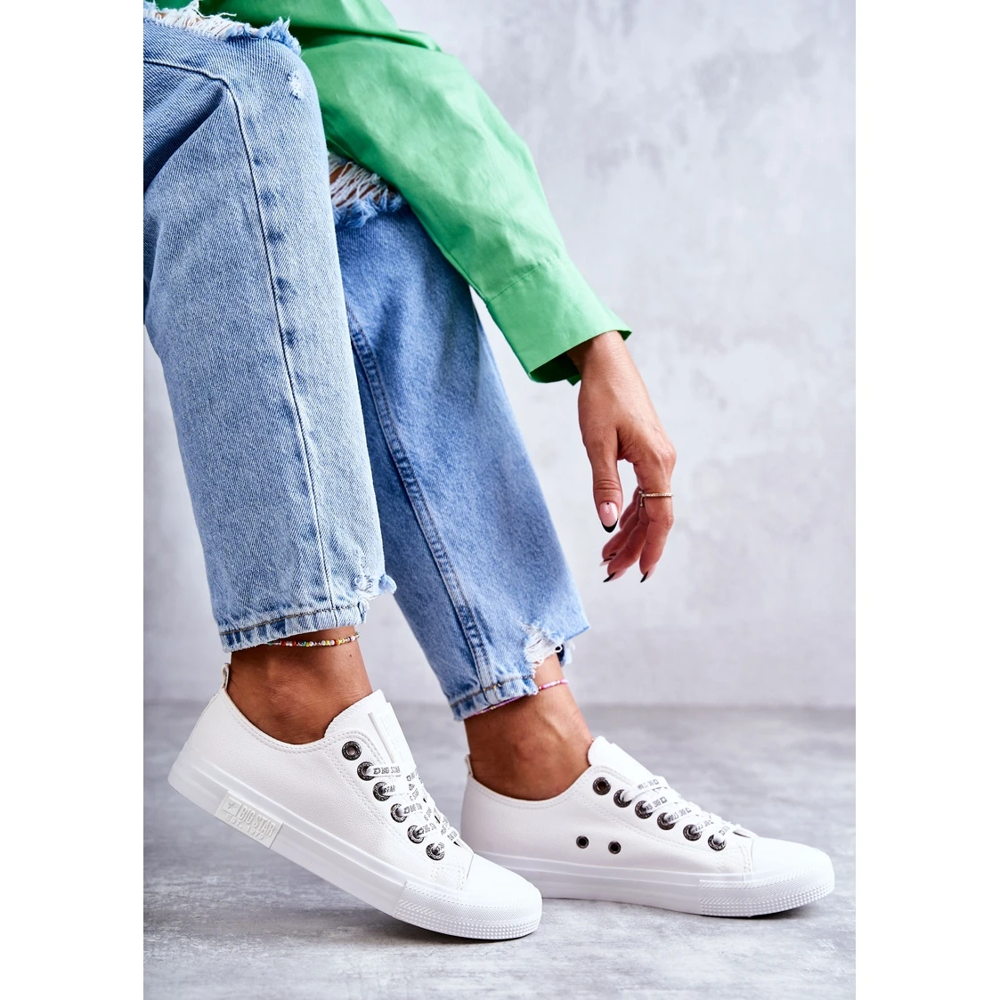 BIG STAR SHOES Baskets En Cuir Pour Femmes Big Star KK274105 Blanc Blanche