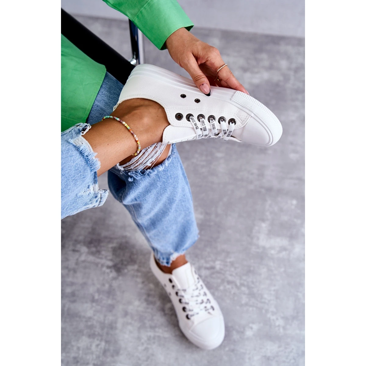 BIG STAR SHOES Baskets En Cuir Pour Femmes Big Star KK274105 Blanc Blanche – Image 3