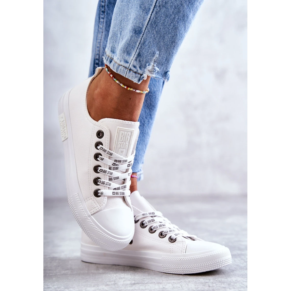 BIG STAR SHOES Baskets En Cuir Pour Femmes Big Star KK274105 Blanc Blanche – Image 7