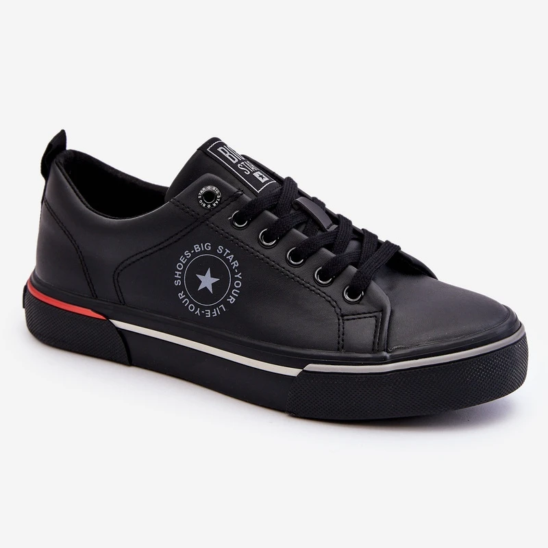 BIG STAR SHOES Baskets En Cuir Pour Hommes Big Star LL174210 Noir Le Noir