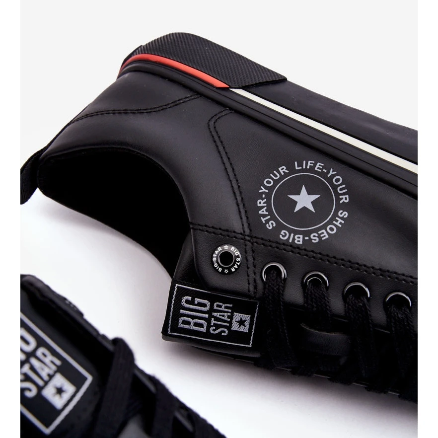 BIG STAR SHOES Baskets En Cuir Pour Hommes Big Star LL174210 Noir Le Noir – Image 4