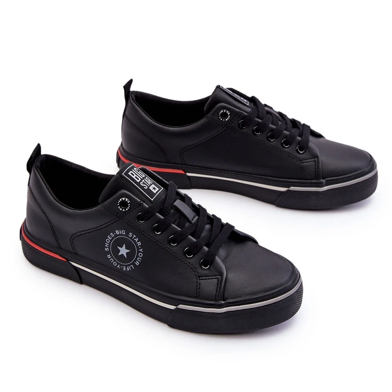 BIG STAR SHOES Baskets En Cuir Pour Hommes Big Star LL174210 Noir Le Noir – Image 6