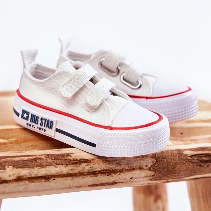 BIG STAR SHOES Baskets Enfant En Tissu Avec Velcro Big Star KK374085 Blanc Blanche – Image 2
