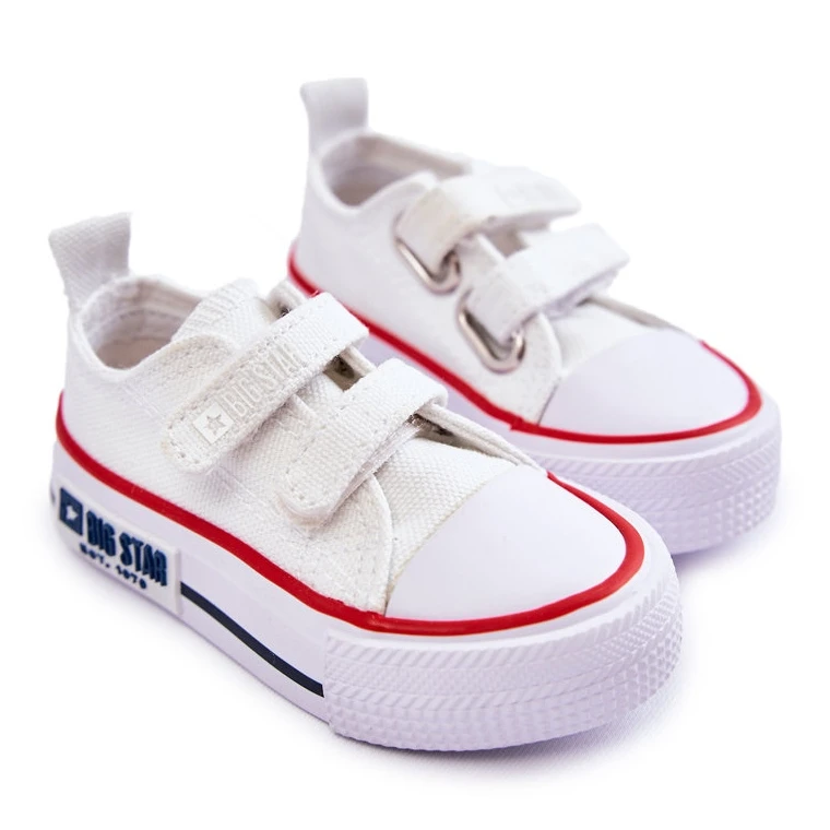 BIG STAR SHOES Baskets Enfant En Tissu Avec Velcro Big Star KK374085 Blanc Blanche – Image 4