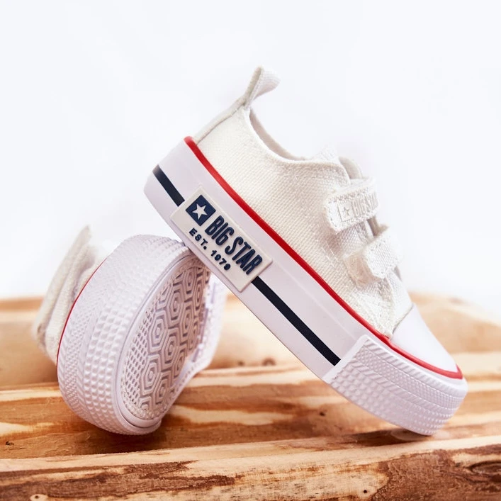 BIG STAR SHOES Baskets Enfant En Tissu Avec Velcro Big Star KK374085 Blanc Blanche – Image 5