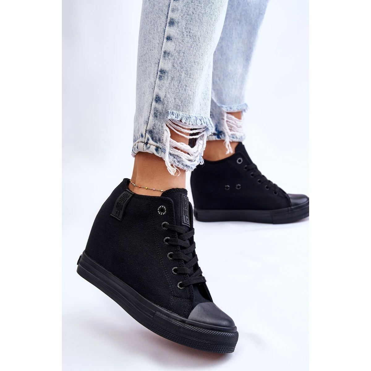 BIG STAR SHOES Baskets Hautes Compensées Cachées Big Star LL274034 Noir Le Noir – Image 7
