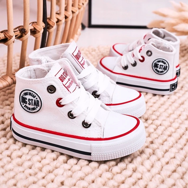 BIG STAR SHOES Baskets Montantes Pour Enfants Avec Fermeture éclair Big Star HH374187 Blanc Blanche Blanche – Image 8
