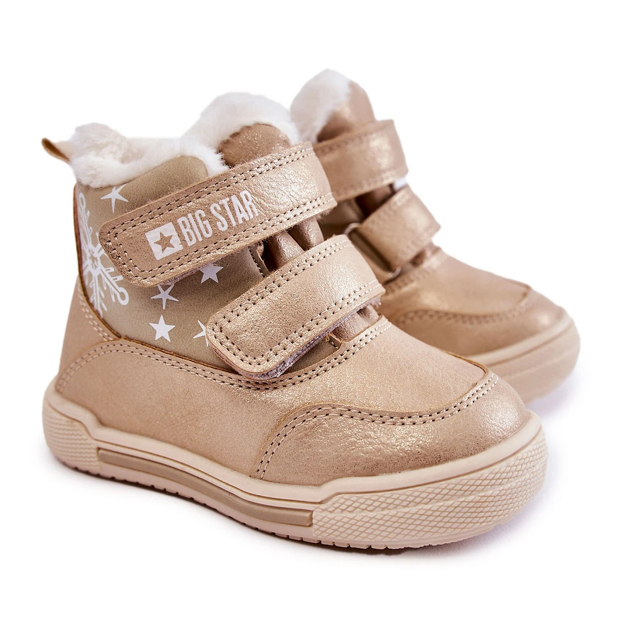 BIG STAR SHOES Bottes Chaudes Enfant Avec Velcro Big Star KK374189 Beige-Or Brun – Image 12