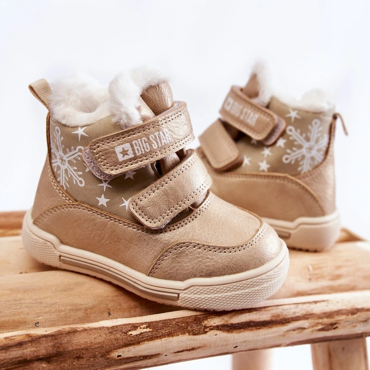 BIG STAR SHOES Bottes Chaudes Enfant Avec Velcro Big Star KK374189 Beige-Or Brun – Image 5