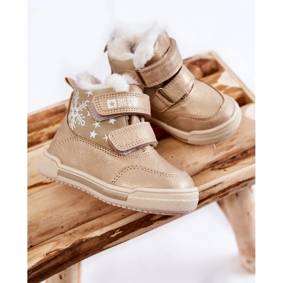 BIG STAR SHOES Bottes Chaudes Enfant Avec Velcro Big Star KK374189 Beige-Or Brun – Image 8