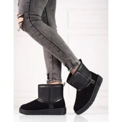 BIG STAR SHOES Bottes De Neige Courtes Femme En Daim Noir Big Star KK274614 Le Noir