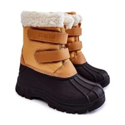 BIG STAR SHOES Bottes De Neige Enfant Sur Velcro Big Star KK374237 Camel Le Noir Orange