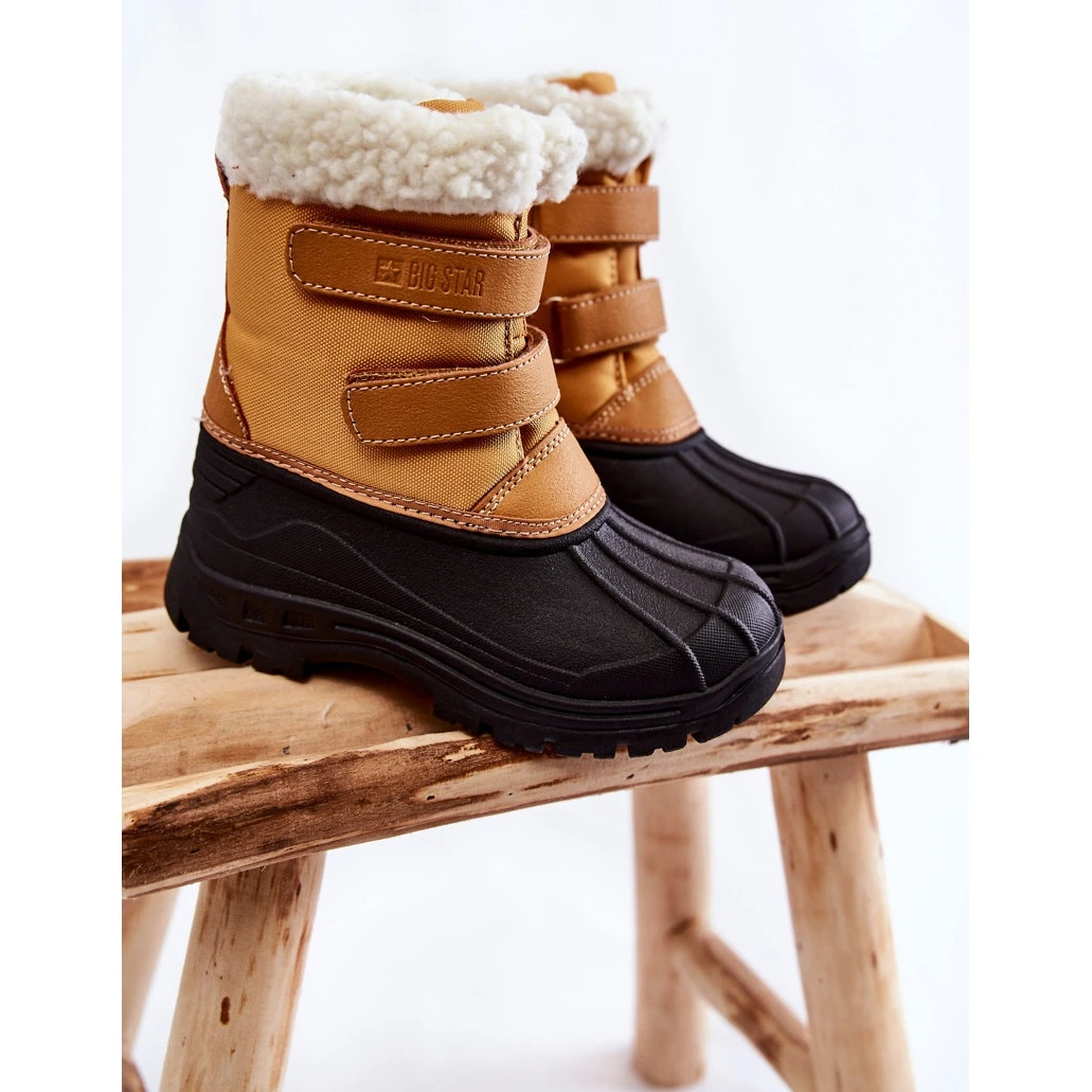 BIG STAR SHOES Bottes De Neige Enfant Sur Velcro Big Star KK374237 Camel Le Noir Orange – Image 2
