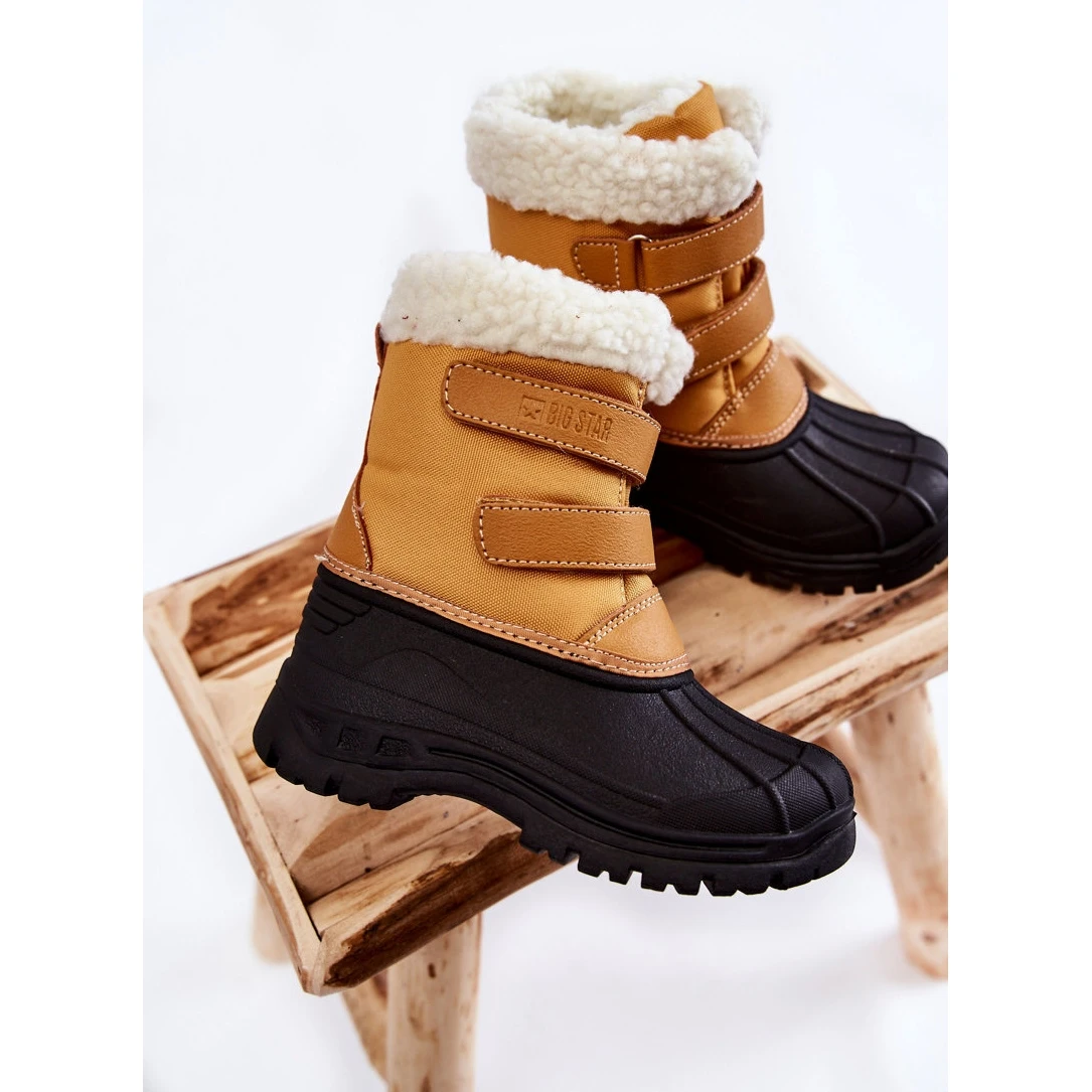 BIG STAR SHOES Bottes De Neige Enfant Sur Velcro Big Star KK374237 Camel Le Noir Orange – Image 3