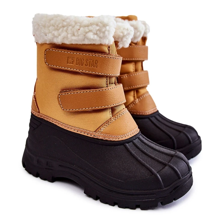 BIG STAR SHOES Bottes De Neige Enfant Sur Velcro Big Star KK374237 Camel Le Noir Orange – Image 5