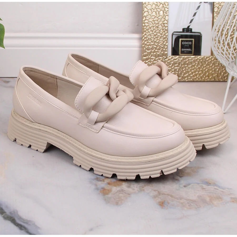 Big Star Talons Hauts Et Mocassins Plateforme Avec Une Chaîne Beige LL274581 – Image 5