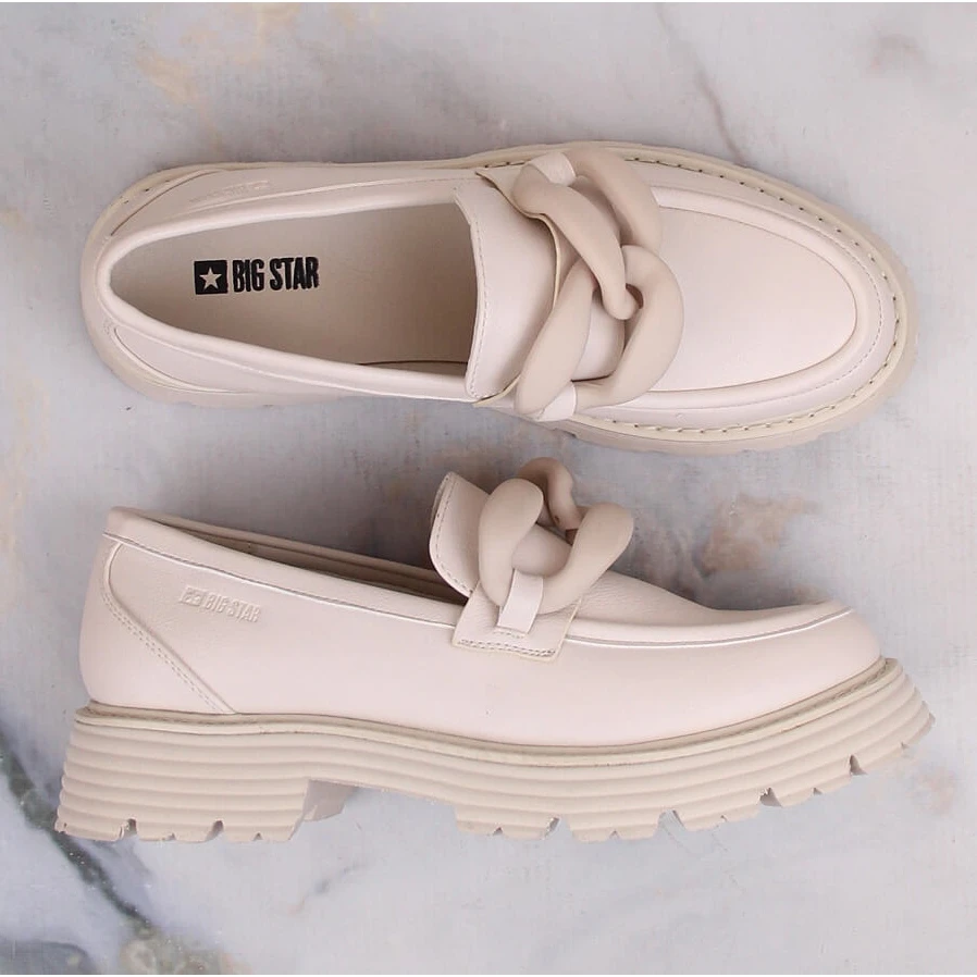 Big Star Talons Hauts Et Mocassins Plateforme Avec Une Chaîne Beige LL274581 – Image 6