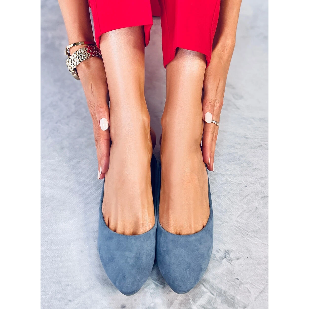 Bleu CC212P Ballerines En Daim Lisse Bleu