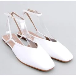 BM Ballerines à Talon Ouvert De Gianna White Blanche