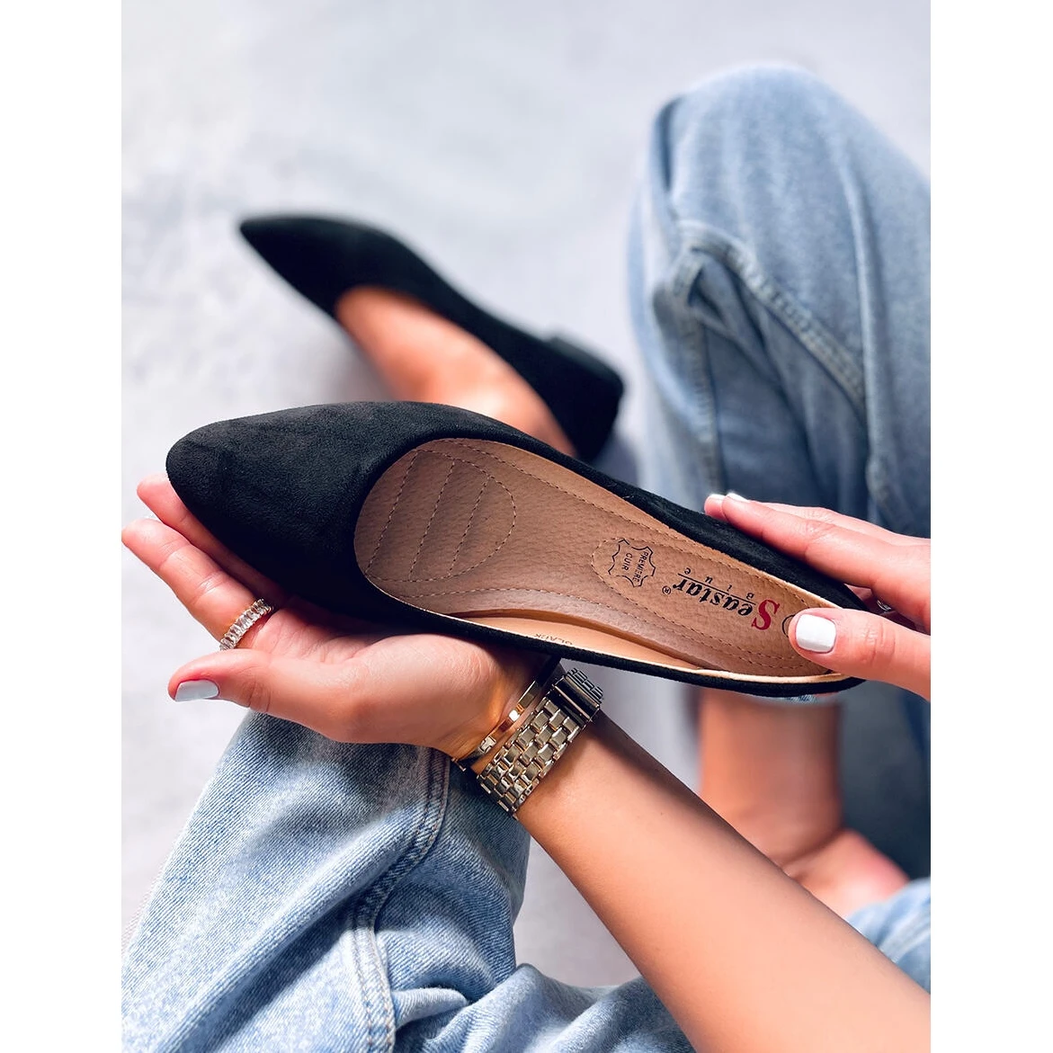 BM Ballerines Avec Insert En Cuir Keys Noir Le Noir