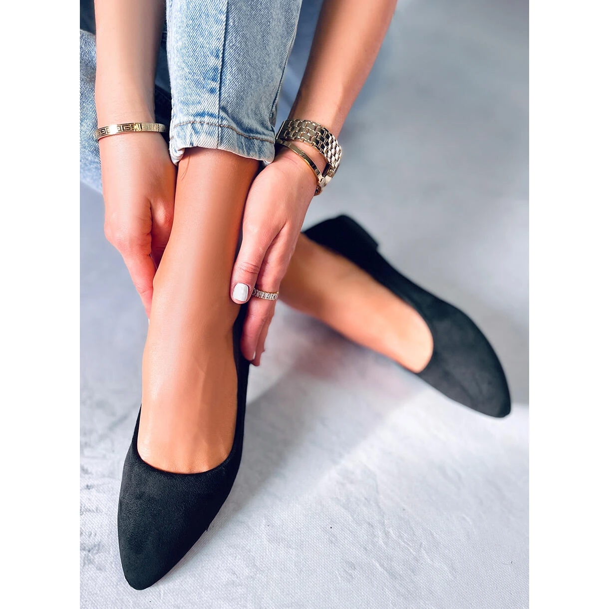 BM Ballerines Avec Insert En Cuir Keys Noir Le Noir – Image 4