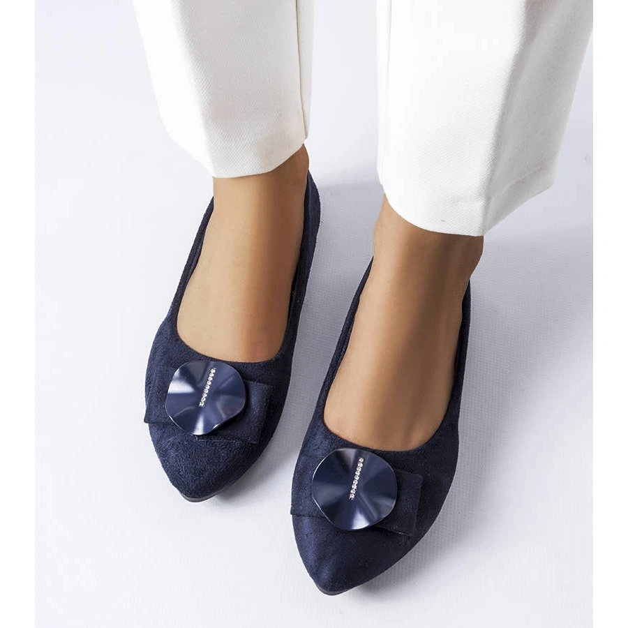 BM Ballerines Bleu Marine Ornées De Strass Rémy – Image 2