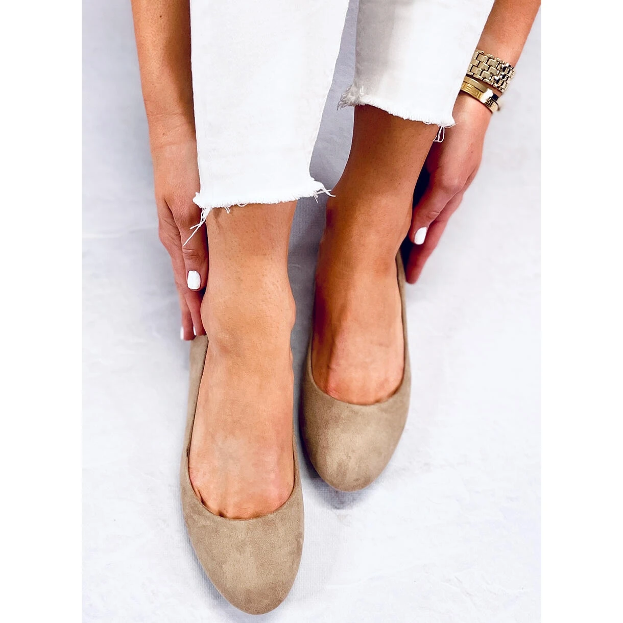 BM Ballerines Compensées Kaki Lumley Beige