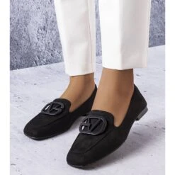 BM Ballerines Noires à Bout Carré De Carrière Le Noir