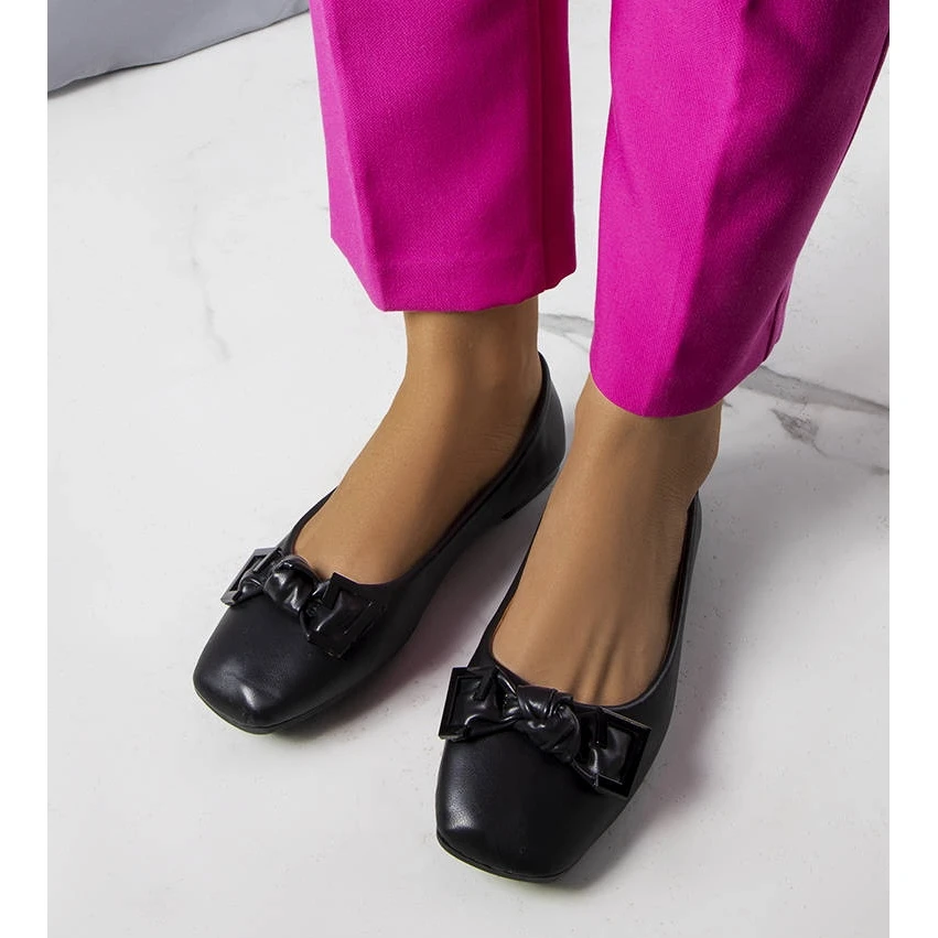 BM Ballerines Noires à Nœud Tabitha Le Noir – Image 2