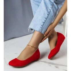 BM Ballerines Rouges à Semelle Compensée Basse Sylvia