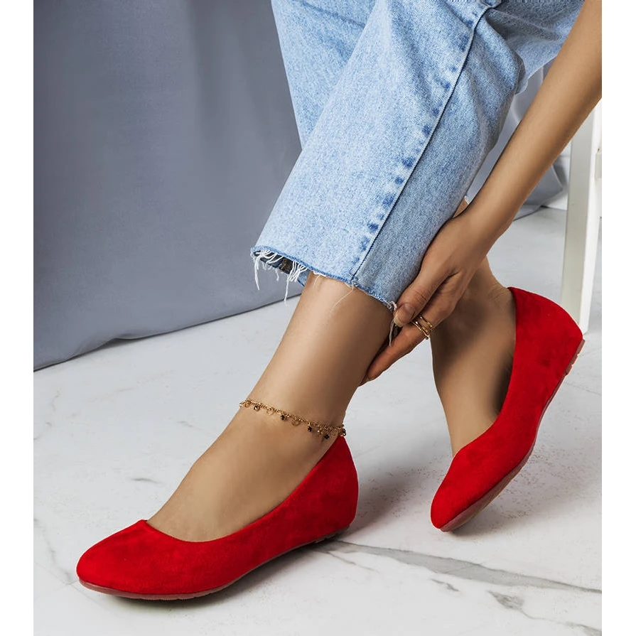 BM Ballerines Rouges à Semelle Compensée Basse Sylvia