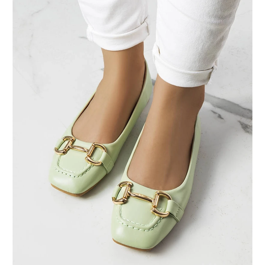 BM Ballerines Vertes à Décor Iris Or – Image 2