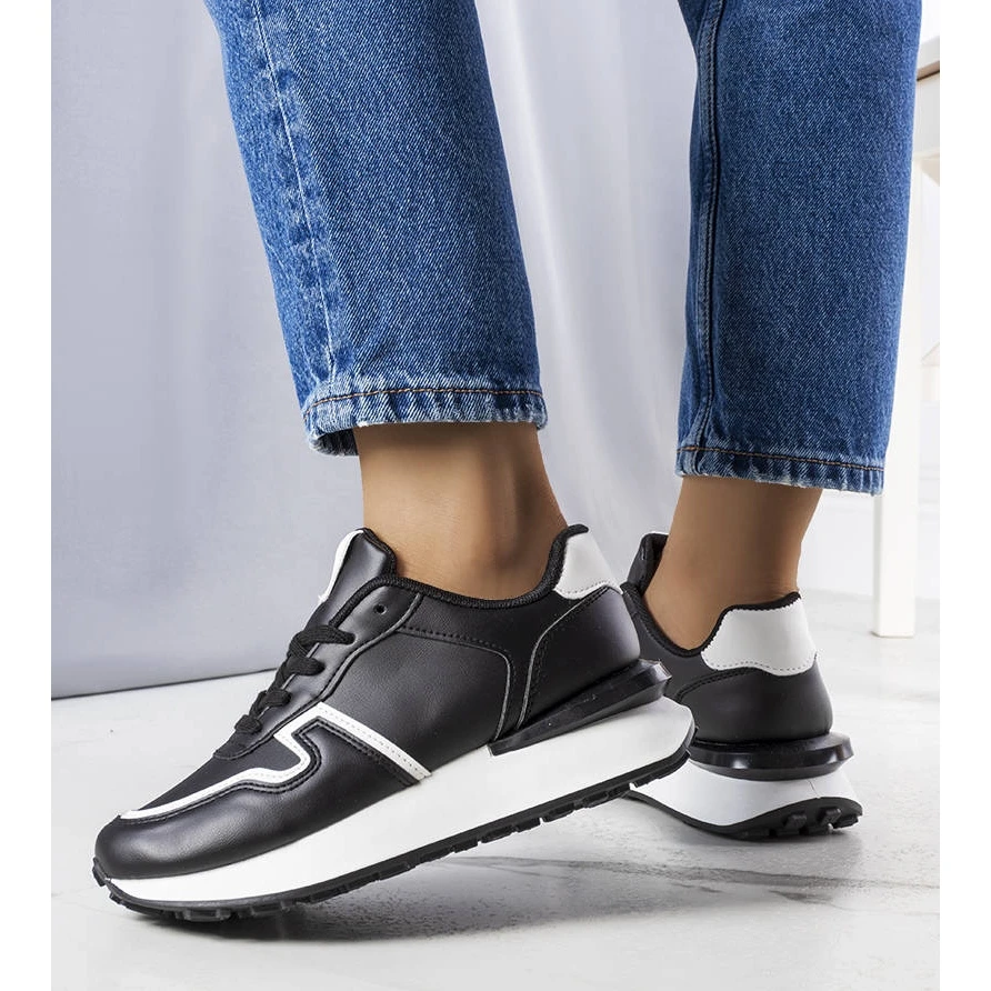 BM Baskets à Plateforme Noires Blanche Le Noir – Image 2