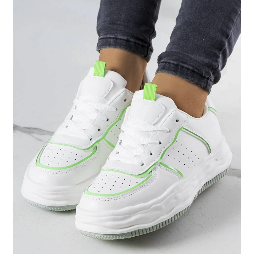 BM Baskets Blanches Avec Empiècements Verts De Nettie