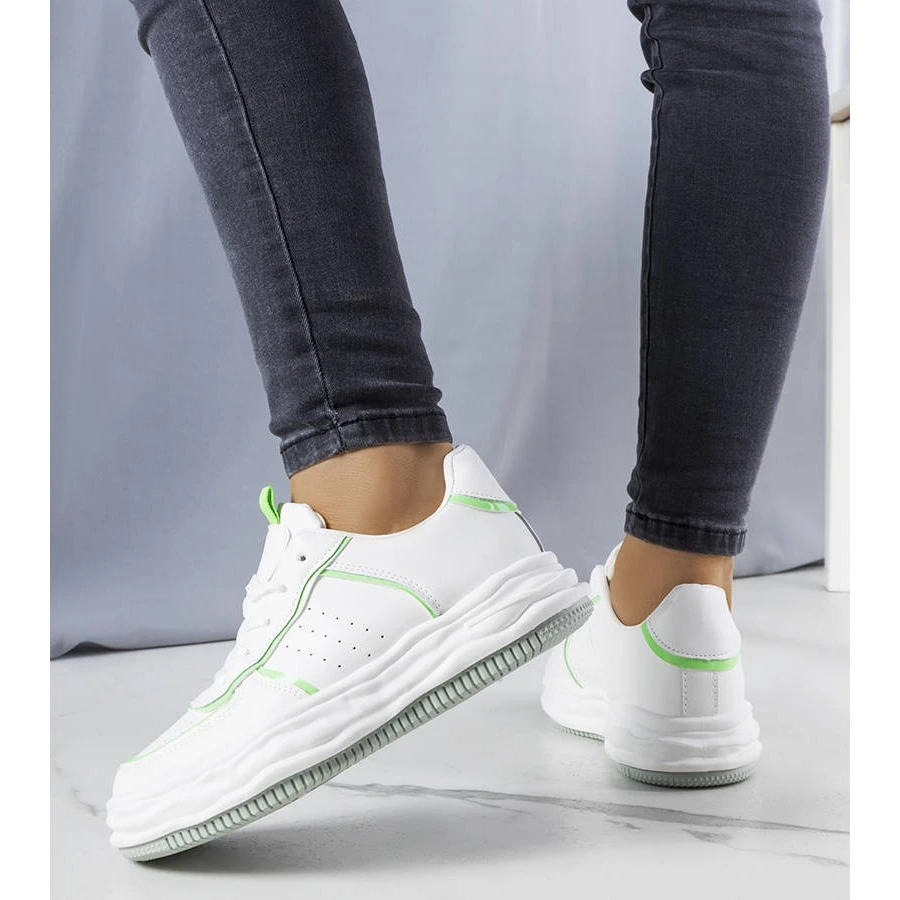 BM Baskets Blanches Avec Empiècements Verts De Nettie – Image 2