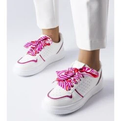 BM Baskets Blanches Nouées Avec Un Ruban Pryor