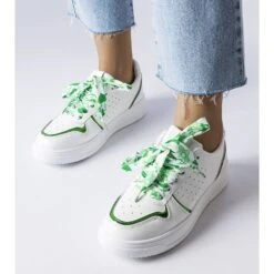 BM Baskets Blanches Nouées Avec Un Ruban Pryor