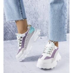 BM Baskets Chunky Grises Pour Femme Blanche