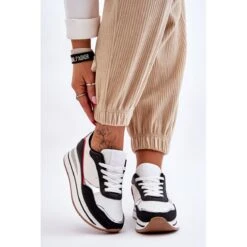 BM Baskets Compensées Et Plateformes Pour Femmes Blanches Et Noires Allen