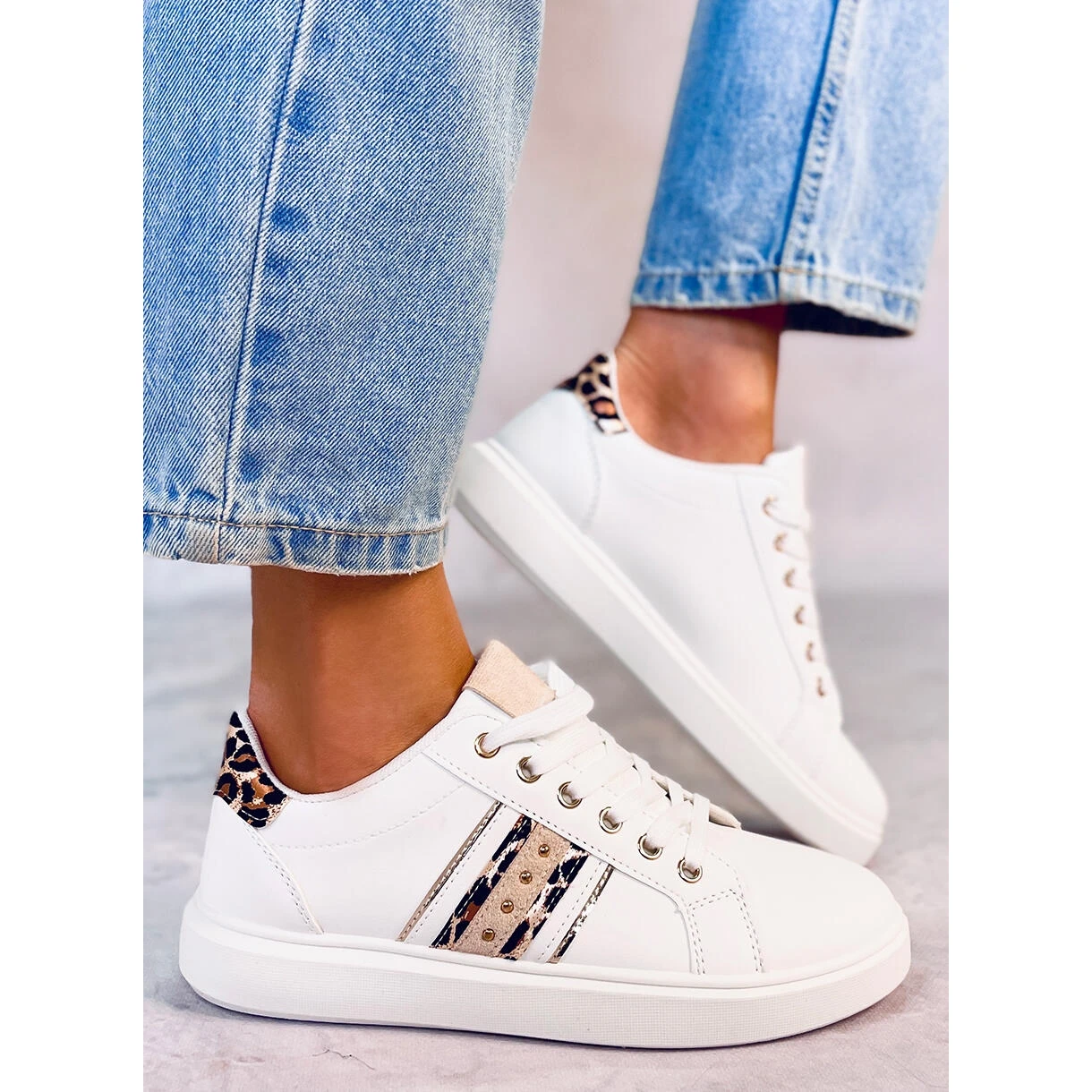 BM Baskets Femme Henne Léopard Blanche – Image 5