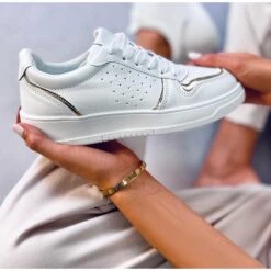 BM Baskets Femme Reggi Or Blanche