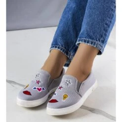 BM Baskets Grises En Textile Avec Patchs Anais