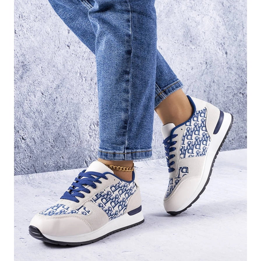 BM Baskets Grises Et Bleues à Imprimé Arcouet